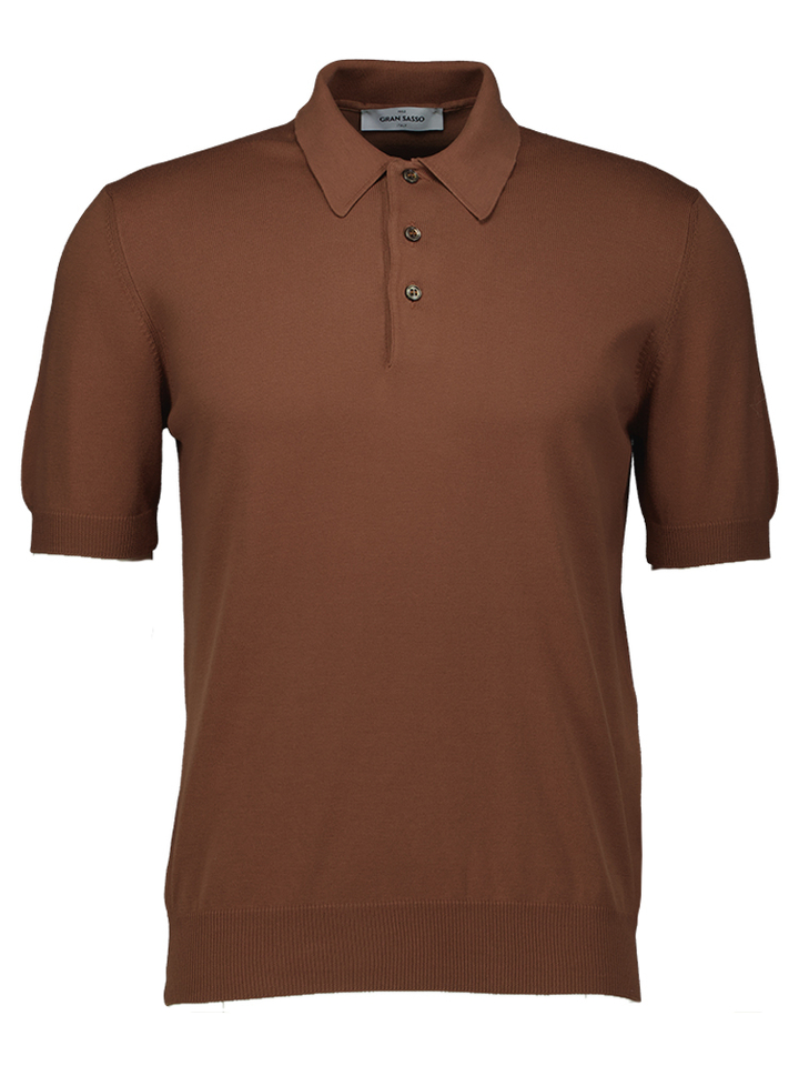 Bruine polo korte mouw Gran Sasso