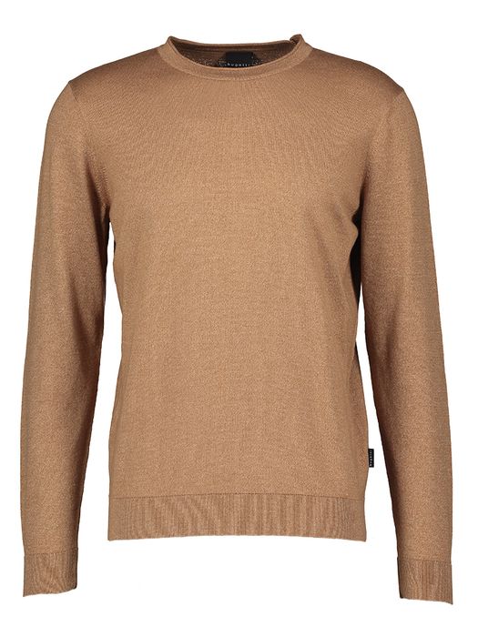 Cognac kleurige trui met ronde hals Bugatti