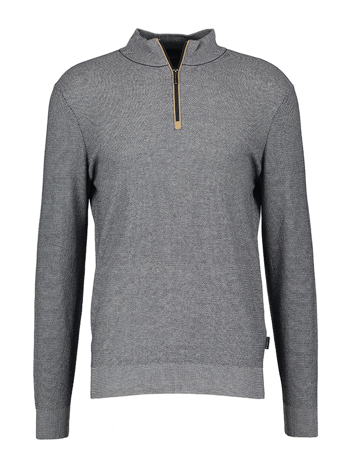 Blauwe trui structuur met rits Bugatti