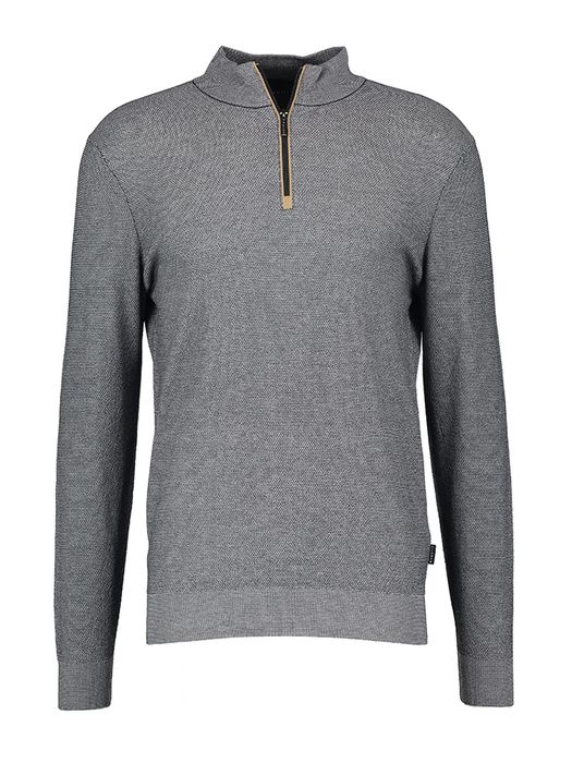 Blauwe trui structuur met rits Bugatti