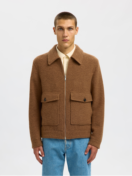 Bruine jas met zilver ritssluiting Selected Homme