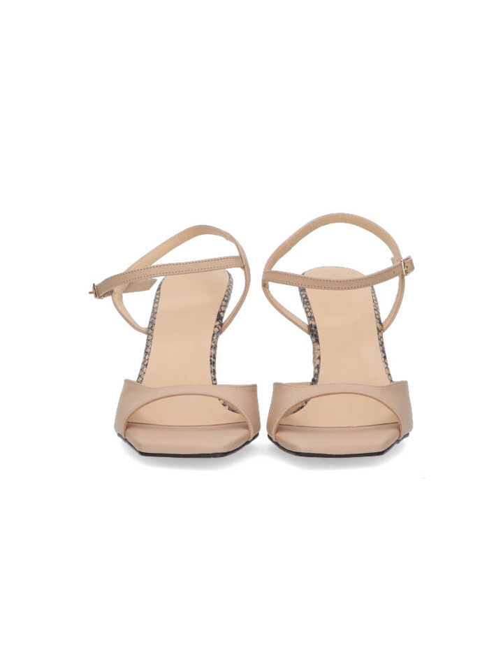Beige leather sandaal met hak San Diego March 23