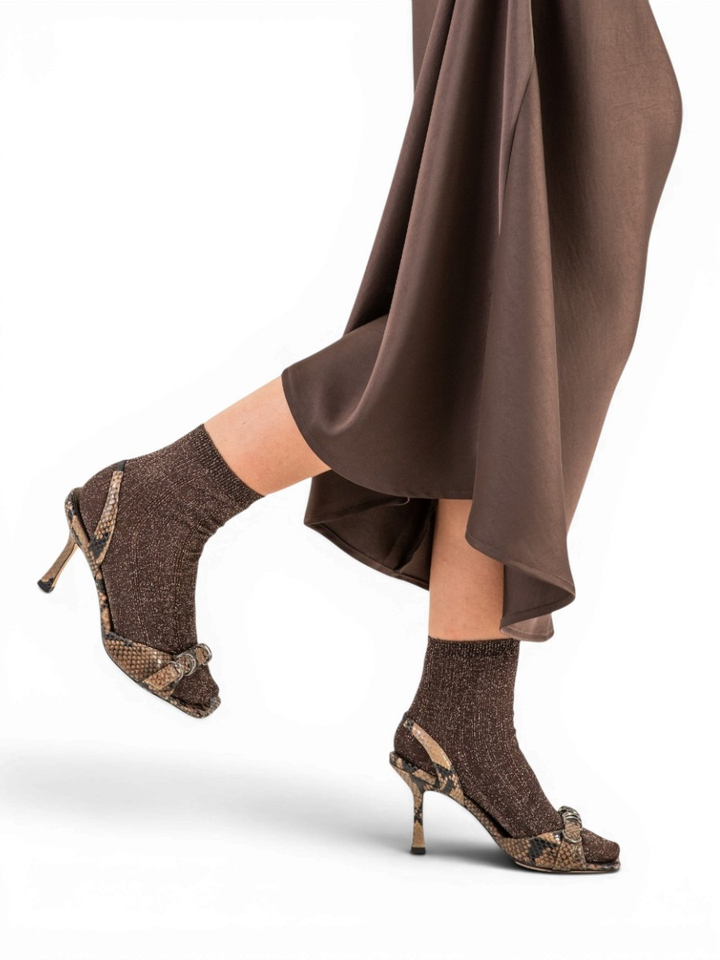 Sandalen met hak en python print Twenties Rotue