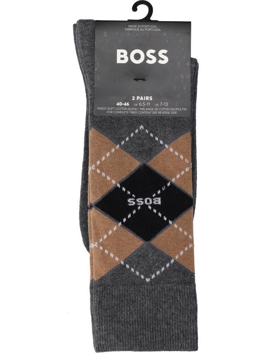 Grijs en camel kleurige lange sokken Hugo Boss