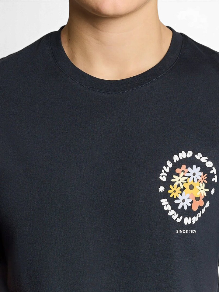 Donkerblauwe T-shirt met opdruk Lyle&Scott 