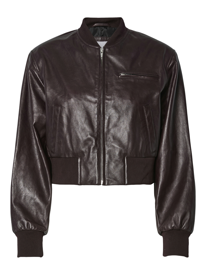 Bordeaux lederen cropped jasje Yaskala Y.A.S