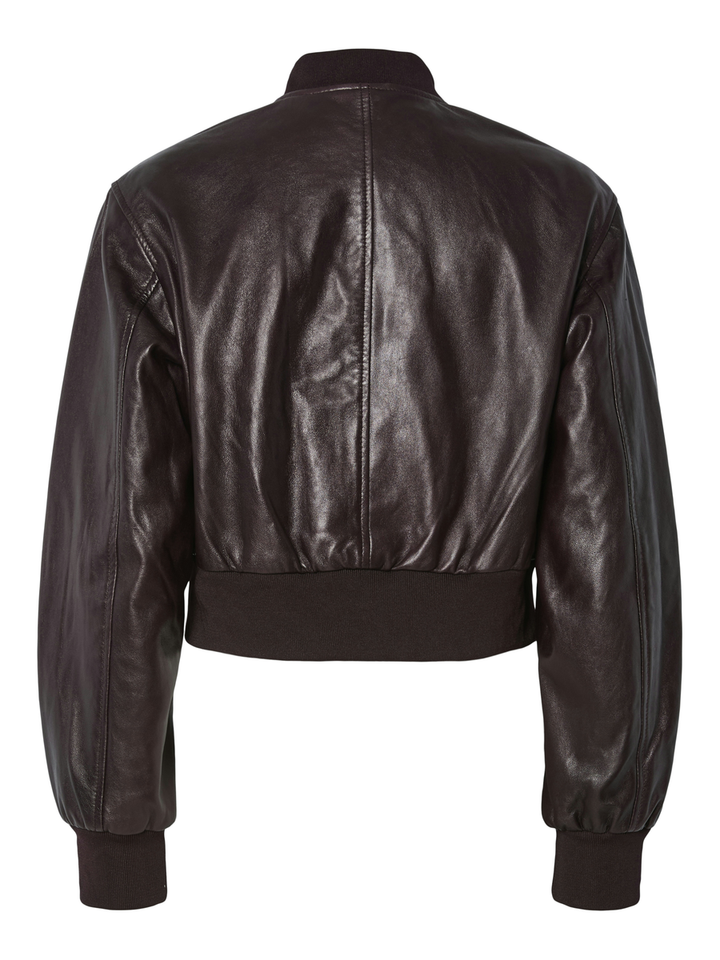 Bordeaux lederen cropped jasje Yaskala Y.A.S