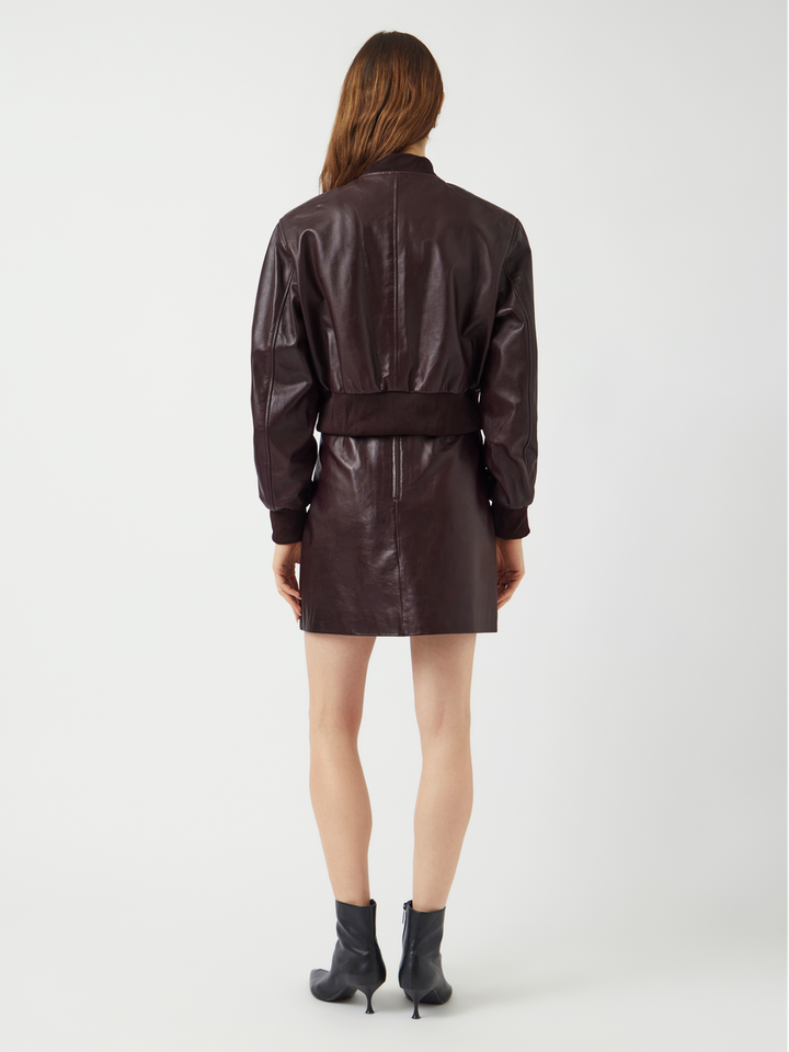 Bordeaux lederen cropped jasje Yaskala Y.A.S