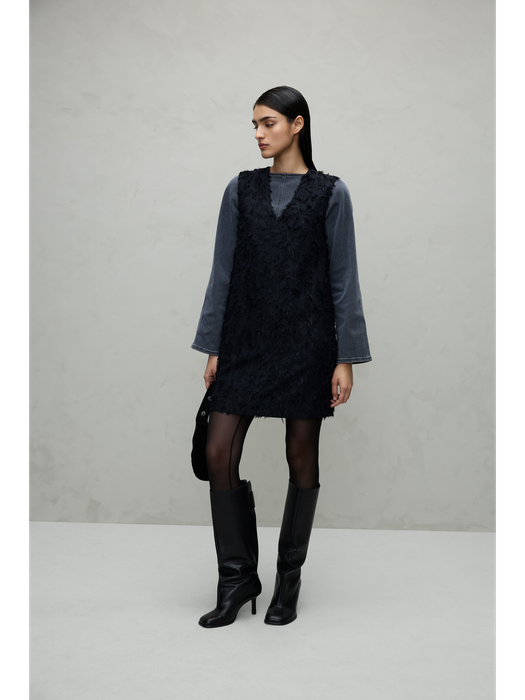 Zwarte mouwloze jurk met V-hals Viwagne Vila