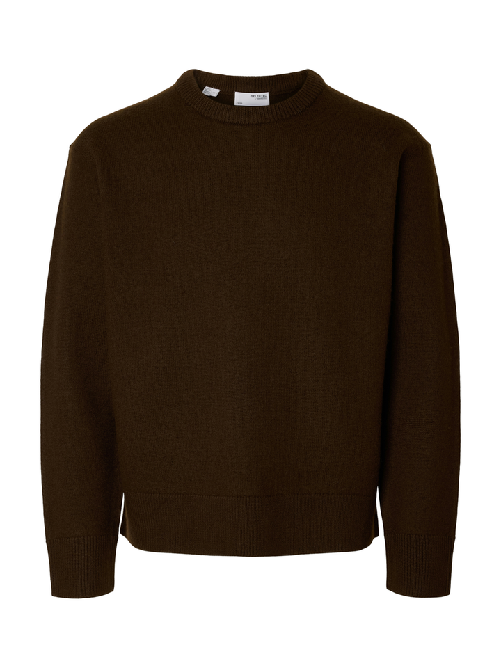 Groenbruine wollen sweater Selected