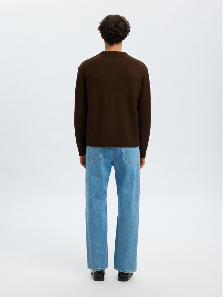 Groenbruine wollen sweater Selected