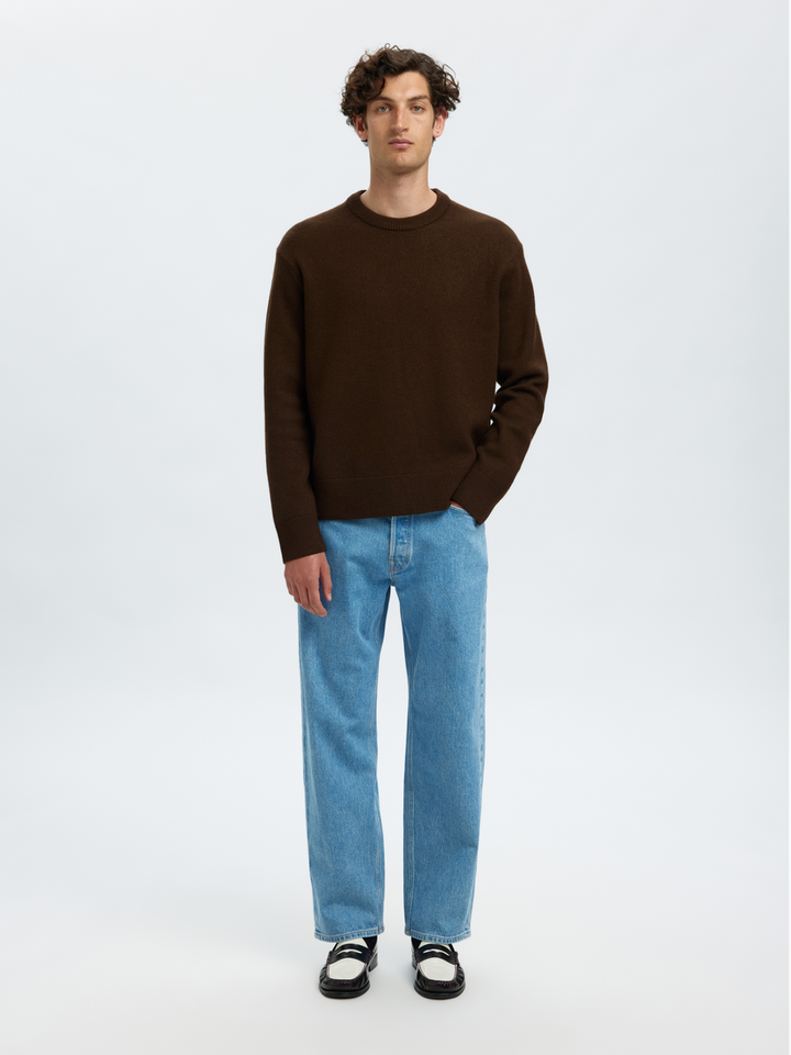 Groenbruine wollen sweater Selected