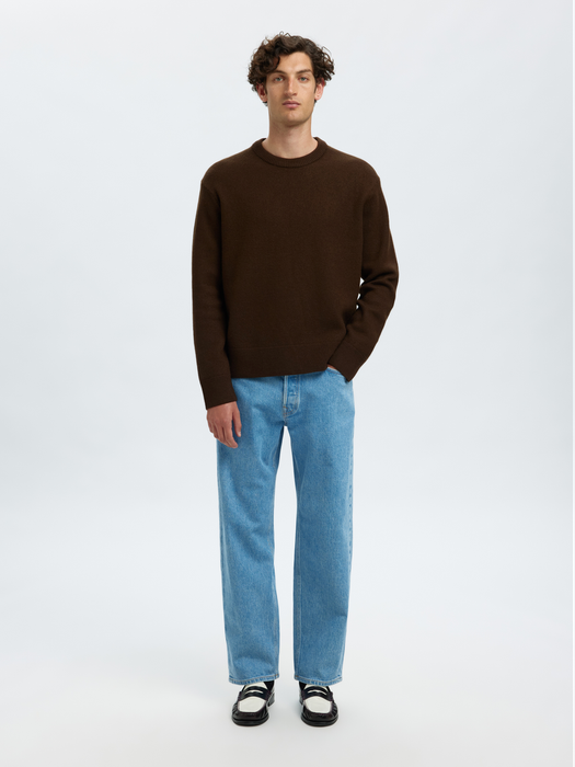 Groenbruine wollen sweater Selected
