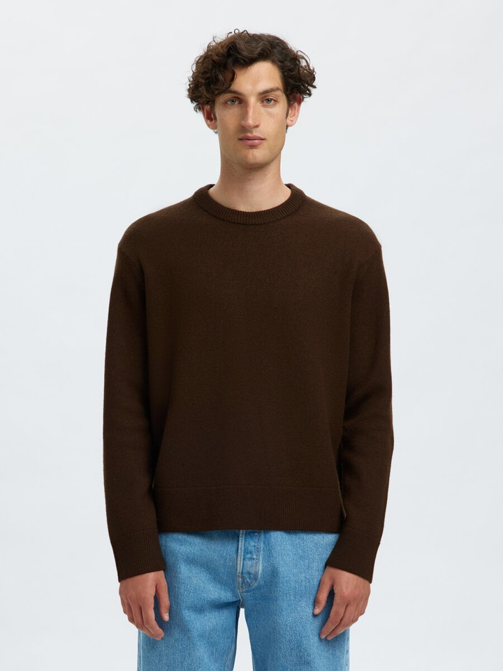 Groenbruine wollen sweater Selected