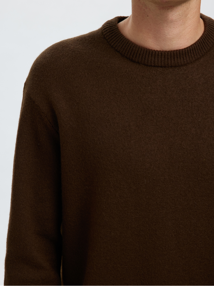 Groenbruine wollen sweater Selected