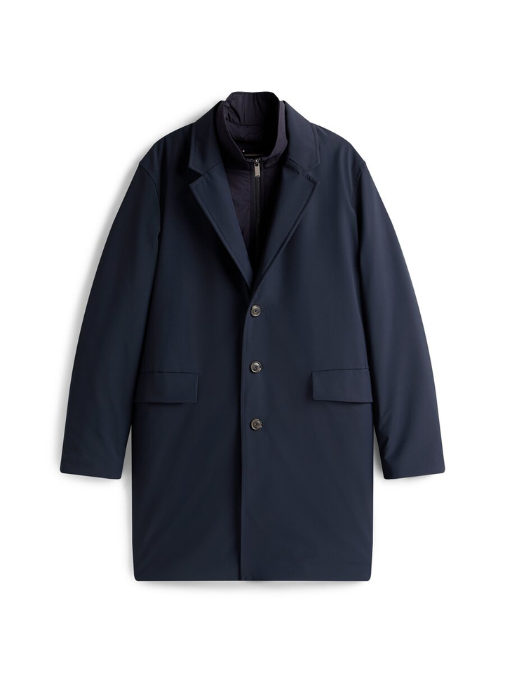 Donkerblauwe lange jas met knopen en rits Tommy Hilfiger