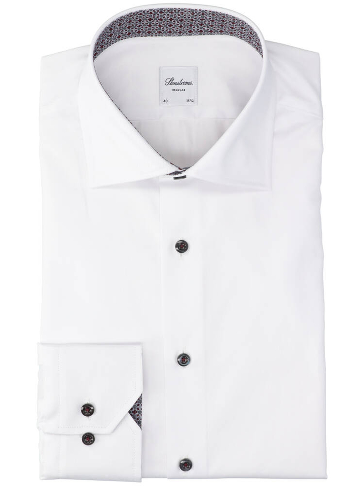 Wit katoenen hemd (regular fit) met lange mouwen Stenströms 