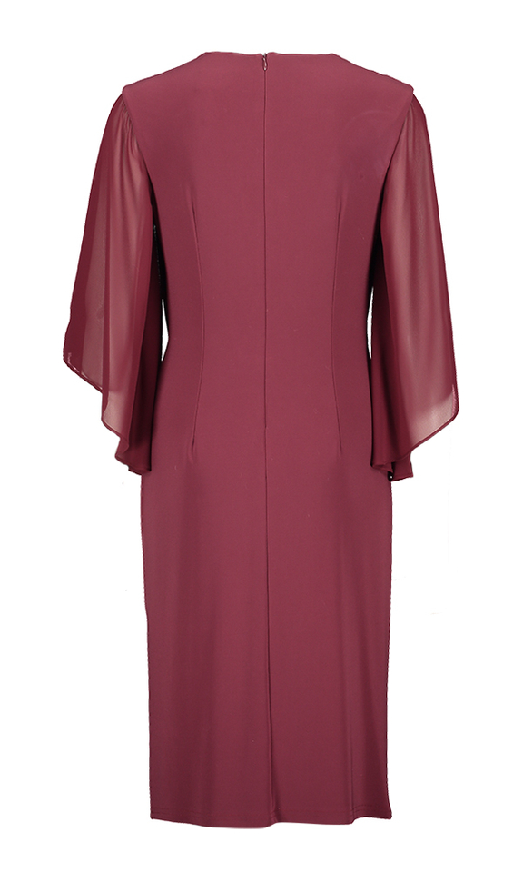 Bordeaux jurk afgewerkt met sierspeld Joseph Ribkoff