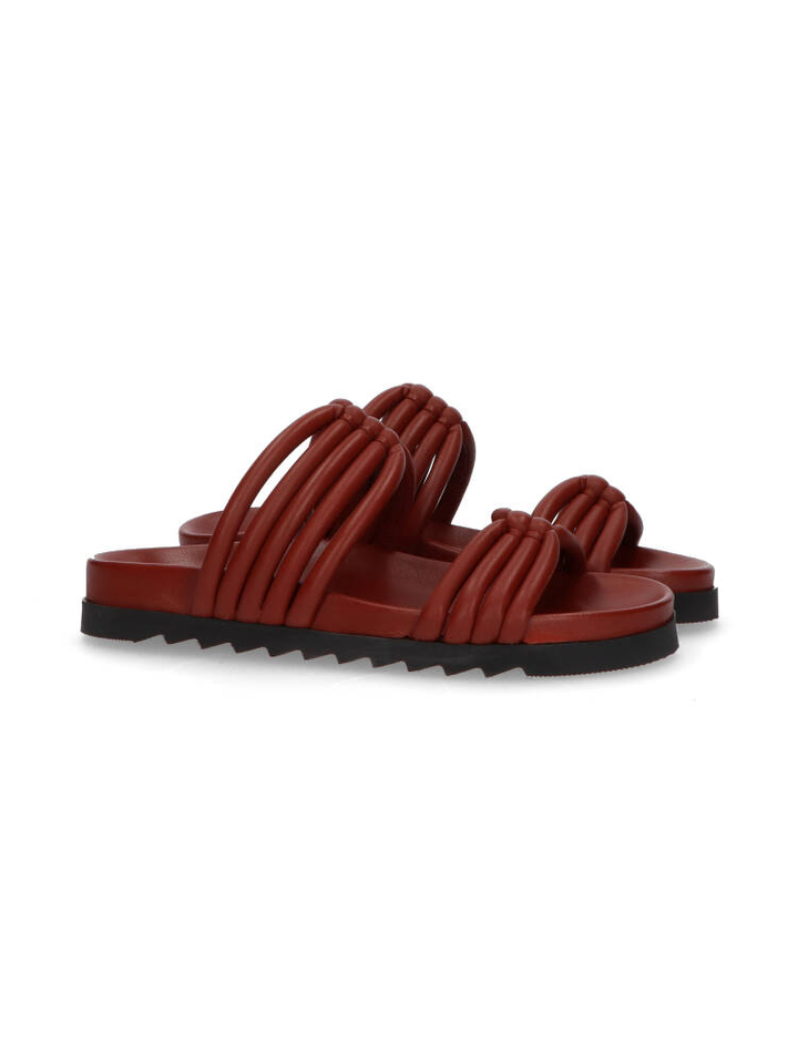 Roodbruine slippers Yumi Antenora