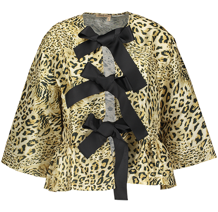 Blouse in dierenprint met driekwart mouwen en strikdetails Stella Nova