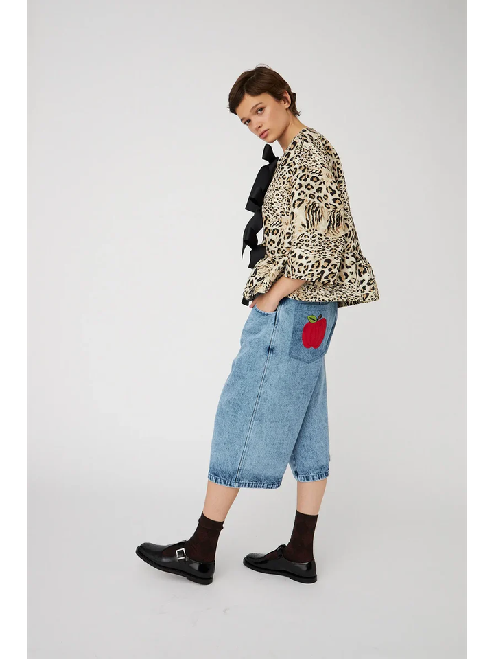 Blouse in dierenprint met driekwart mouwen en strikdetails Stella Nova