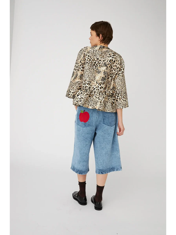 Blouse in dierenprint met driekwart mouwen en strikdetails Stella Nova