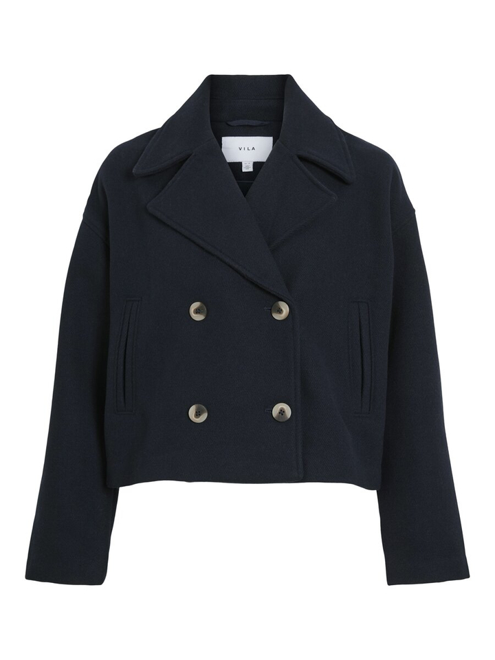 Donkerblauwe korte mantel Vikamina Vila