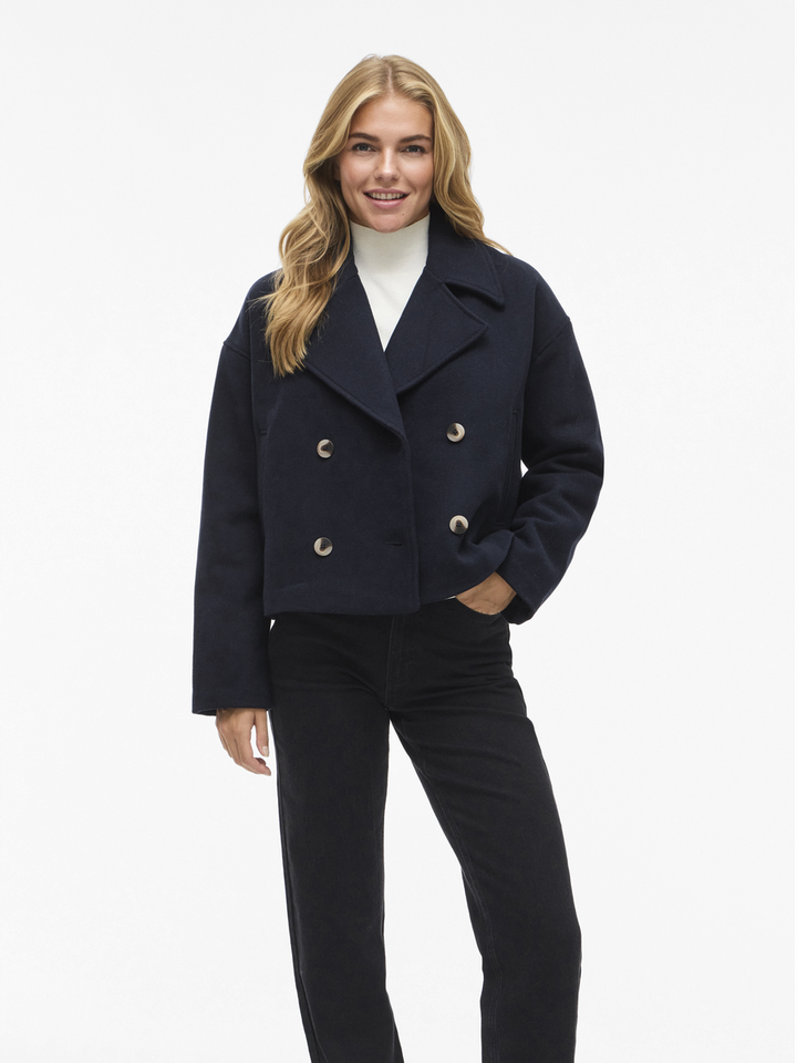 Donkerblauwe korte mantel Vikamina Vila