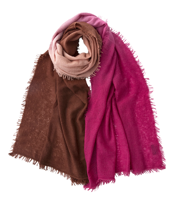 Fuschia sjaal met bruin Scarf 