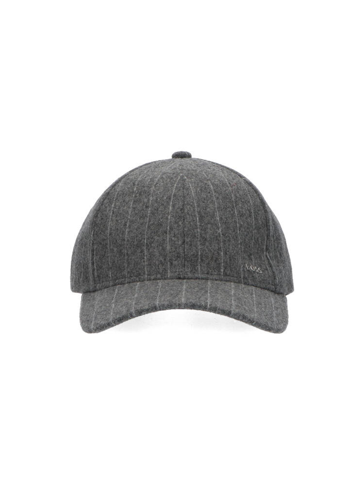 Grijze pet met fijne krijtstreep
