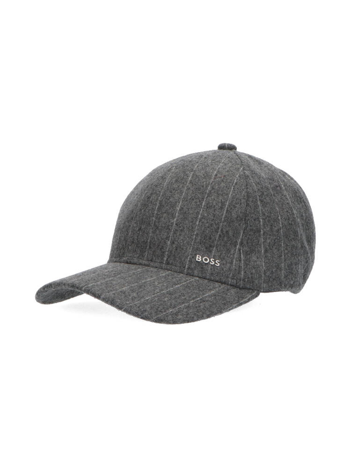 Grijze pet met fijne krijtstreep