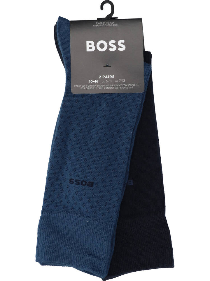 Donkerblauwe sokken minipatter 2-pack Hugo Boss
