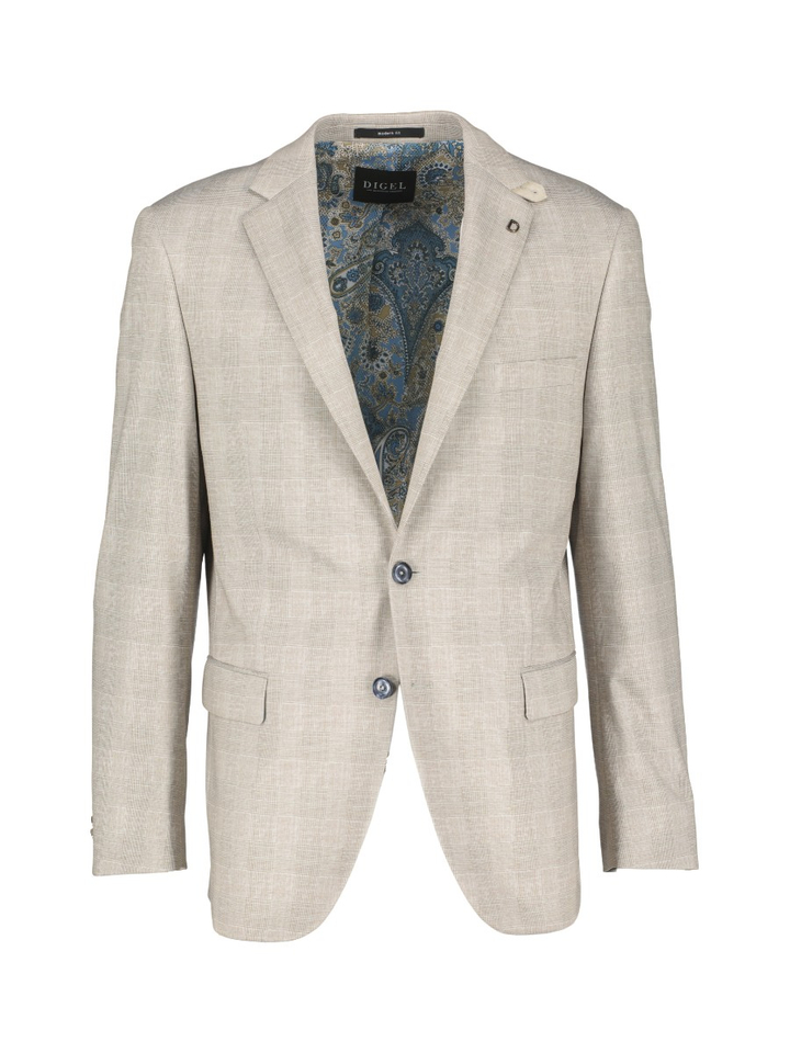 Beige blazer met fijn ruit patroon Digel 