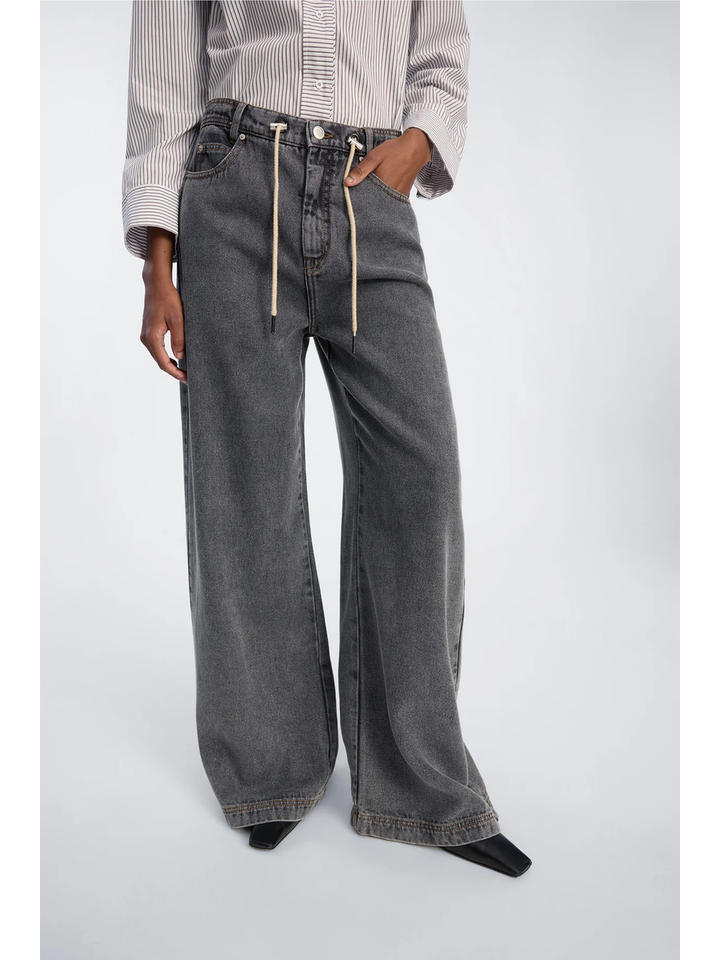 Grijze losvallende wijde broek in jeanslook Obey Munthe 