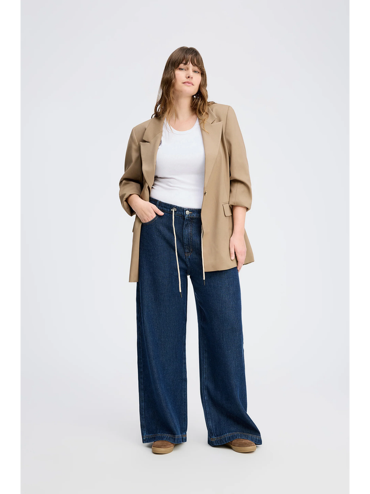 Blauwe losvallende wijde broek in jeanslook Obey Munthe 