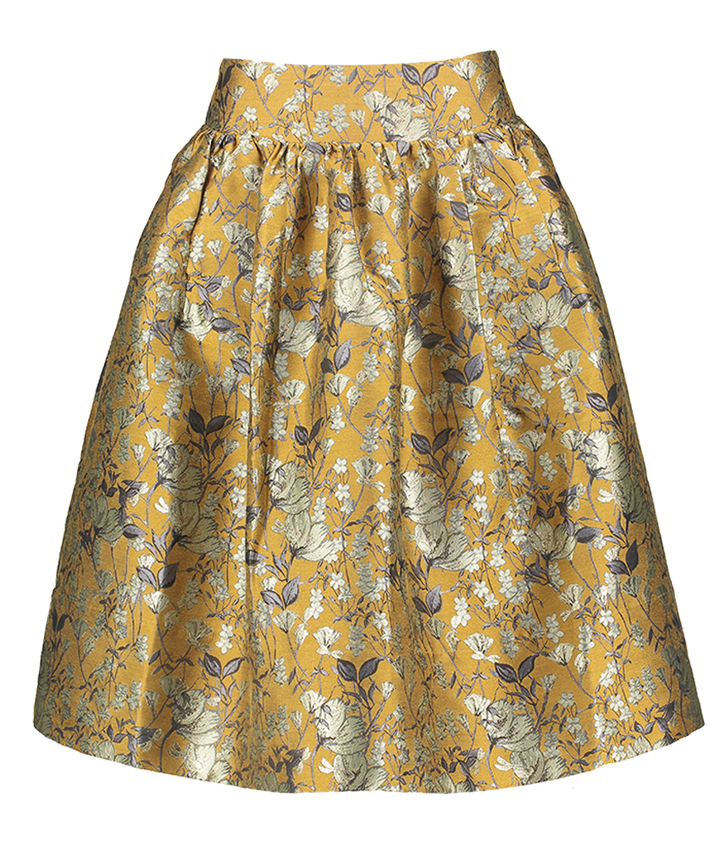 Goudkleurige rok met bloemenprint Silke Rabens Saloner