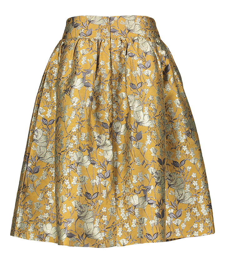 Goudkleurige rok met bloemenprint Silke Rabens Saloner