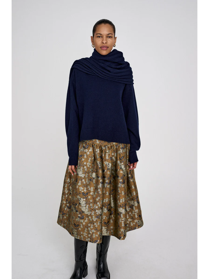 Goudkleurige rok met bloemenprint Silke Rabens Saloner