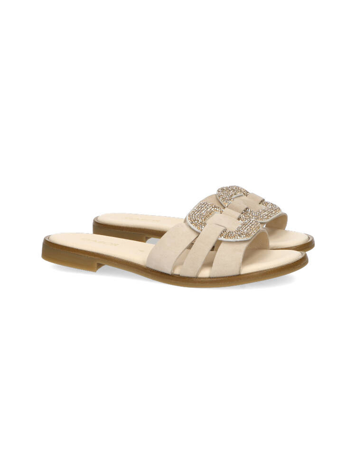 Beige slippers met goud kleurig detail Gabor 