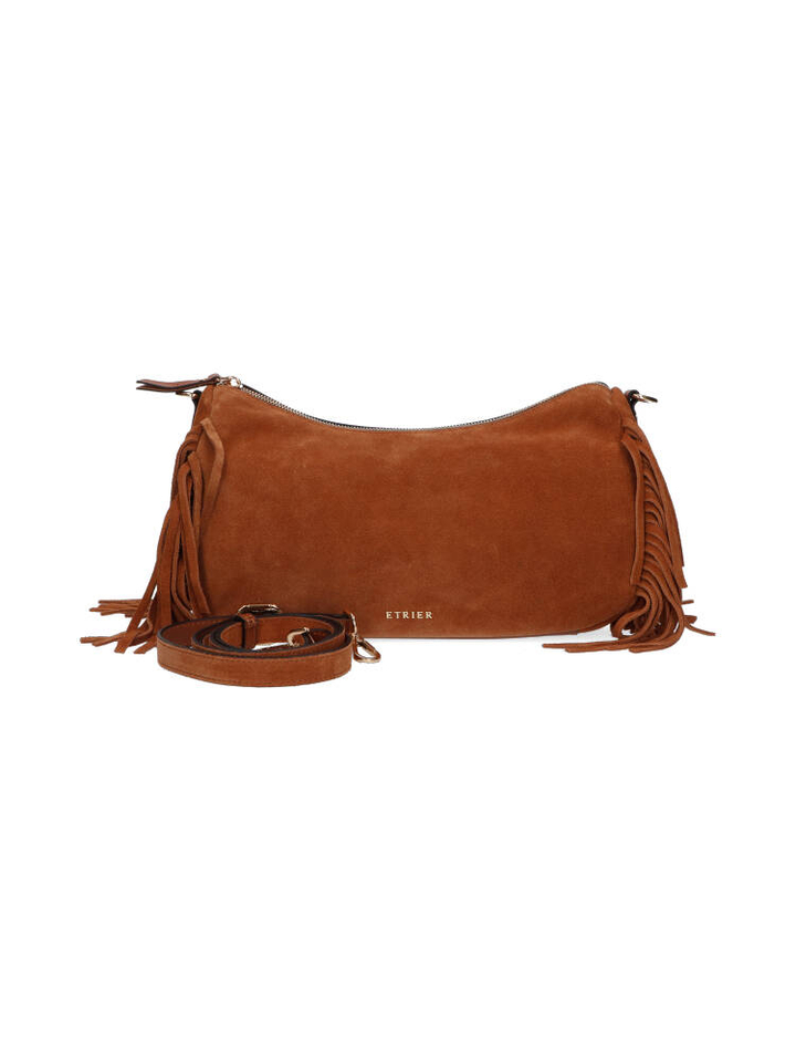Cognac crossbody tas met suède voorzijde Etrier