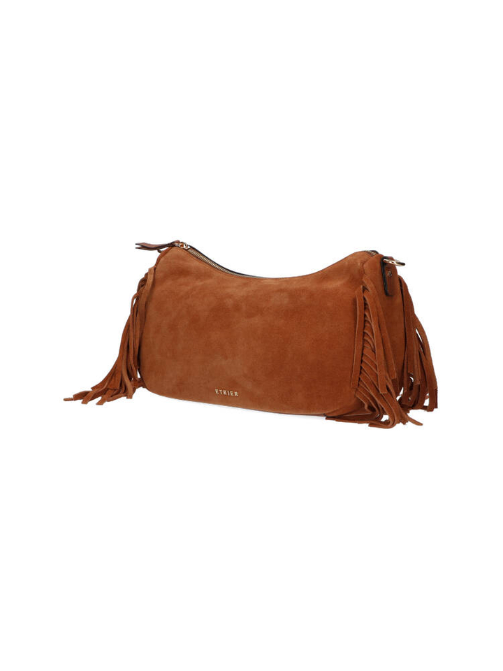 Cognac crossbody tas met suède voorzijde Etrier