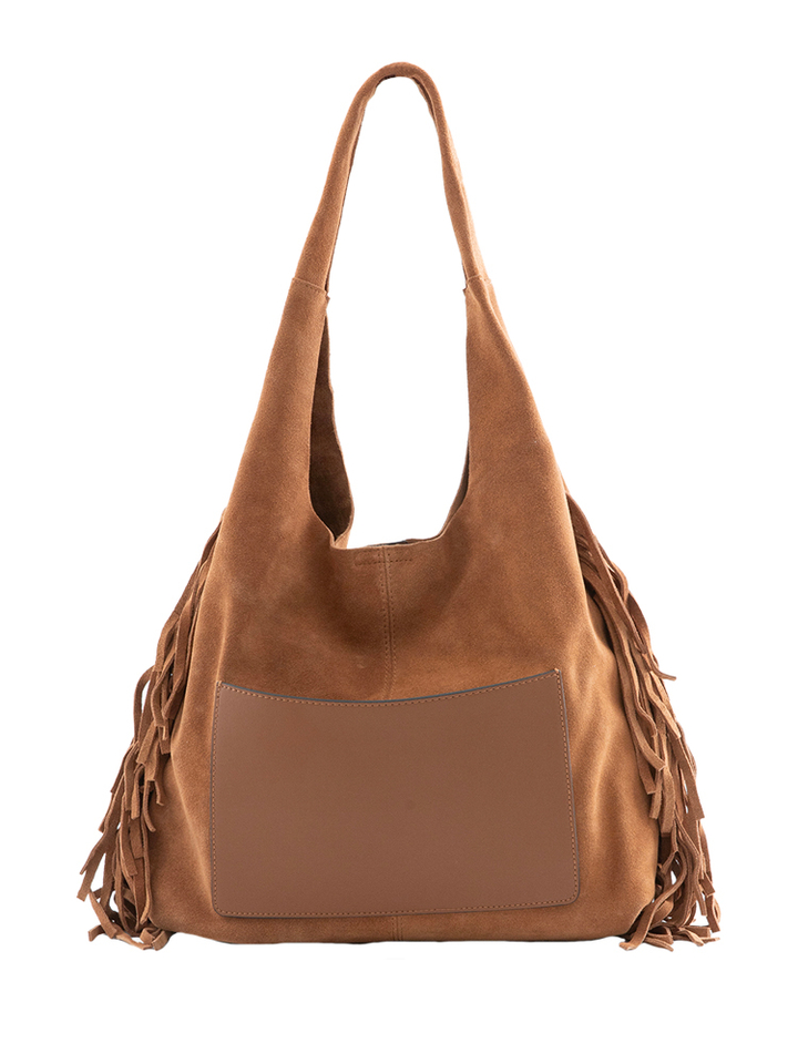 Camel suède handtas Etrier