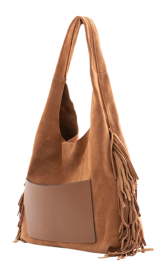 Camel suède handtas Etrier