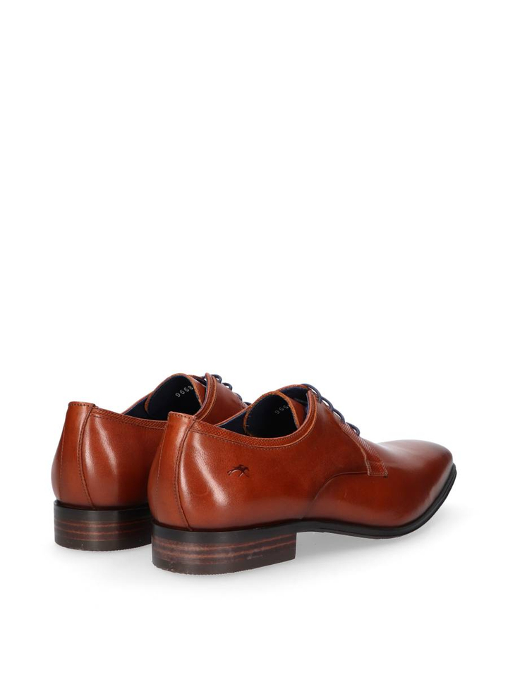 Cognac kleurige geklede schoenen met blauwe veters Fluchos 