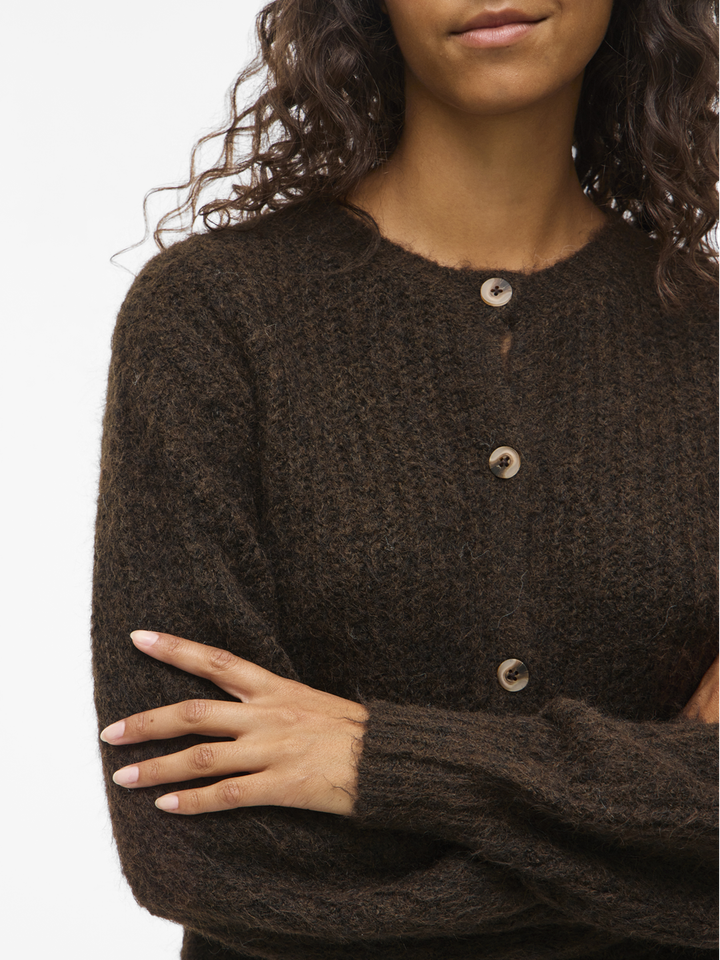 Bruine gebreide cardigan met knopen Vilampe Vila 