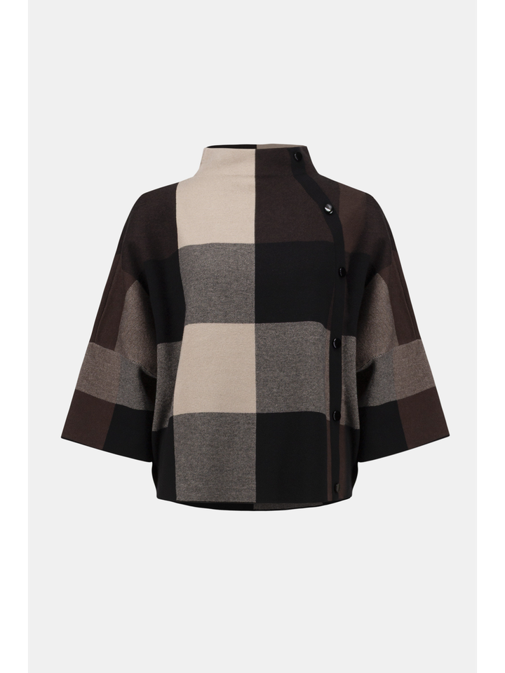 Bruine trui in ruit motief Joseph Ribkoff 