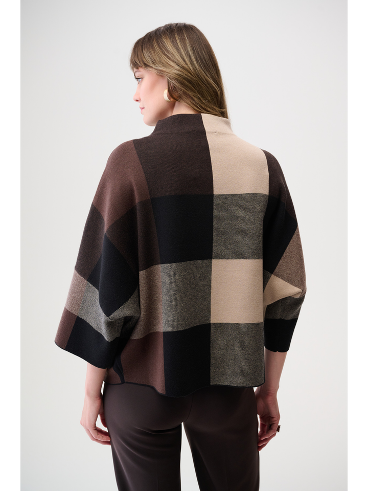 Bruine trui in ruit motief Joseph Ribkoff 