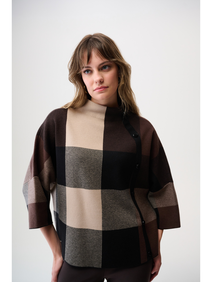 Bruine trui in ruit motief Joseph Ribkoff 