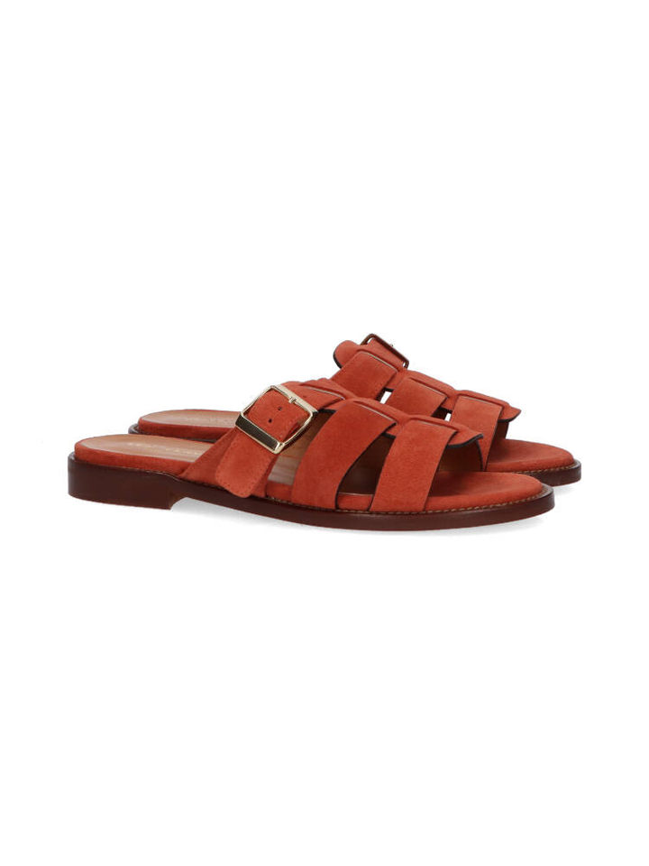 Roestkleurige suède slippers Les Venues