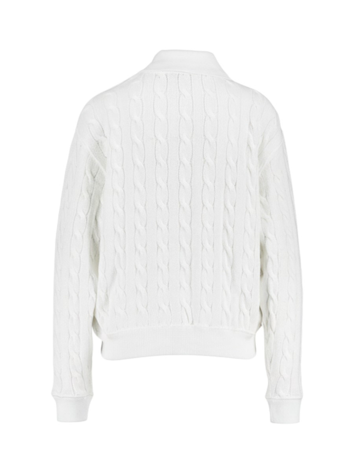 Witte kabeltrui met polokraag Ralph Lauren 